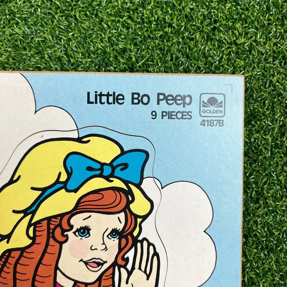VTG Lot 1987 Wooden Puzzles 9 Pieces Humpty Dumpty Little Bo Peep